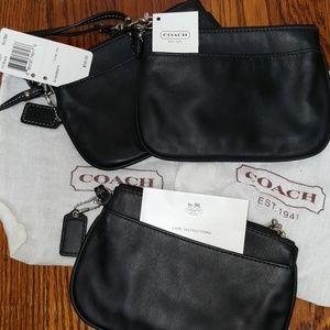 Coach NWT Black Leather Wristlet